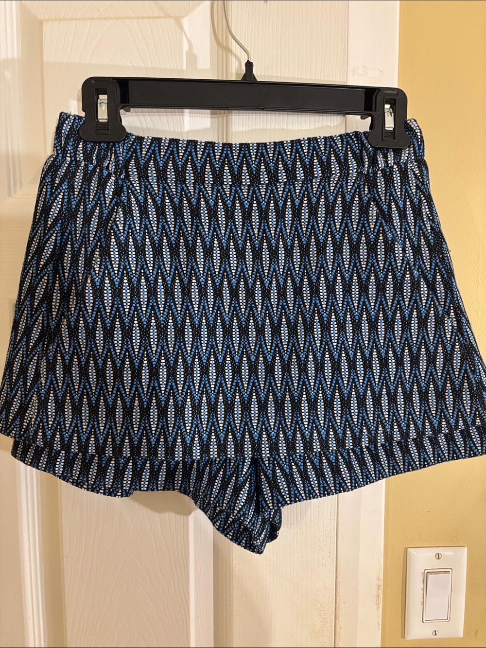 Maje Black and Blue Geometric Elastic-Waist Skort